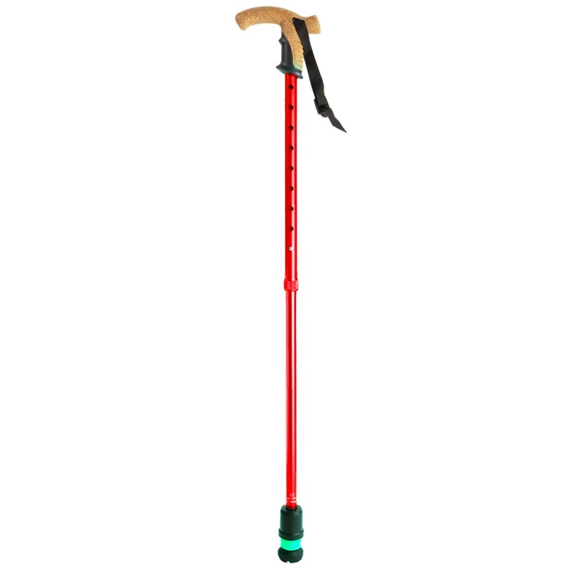 Flexyfoot Cork Derby Handle Red Telescopic Walking Stick